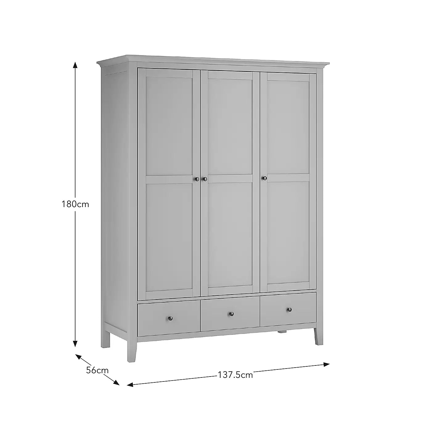 Lynton 3 Door 3 Drawer Wardrobe NATURAL