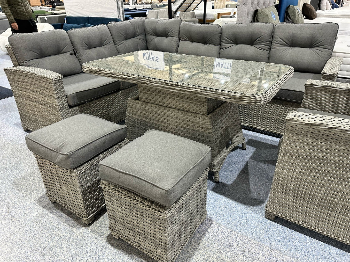 Corfu Light Grey Corner Rising Table Set