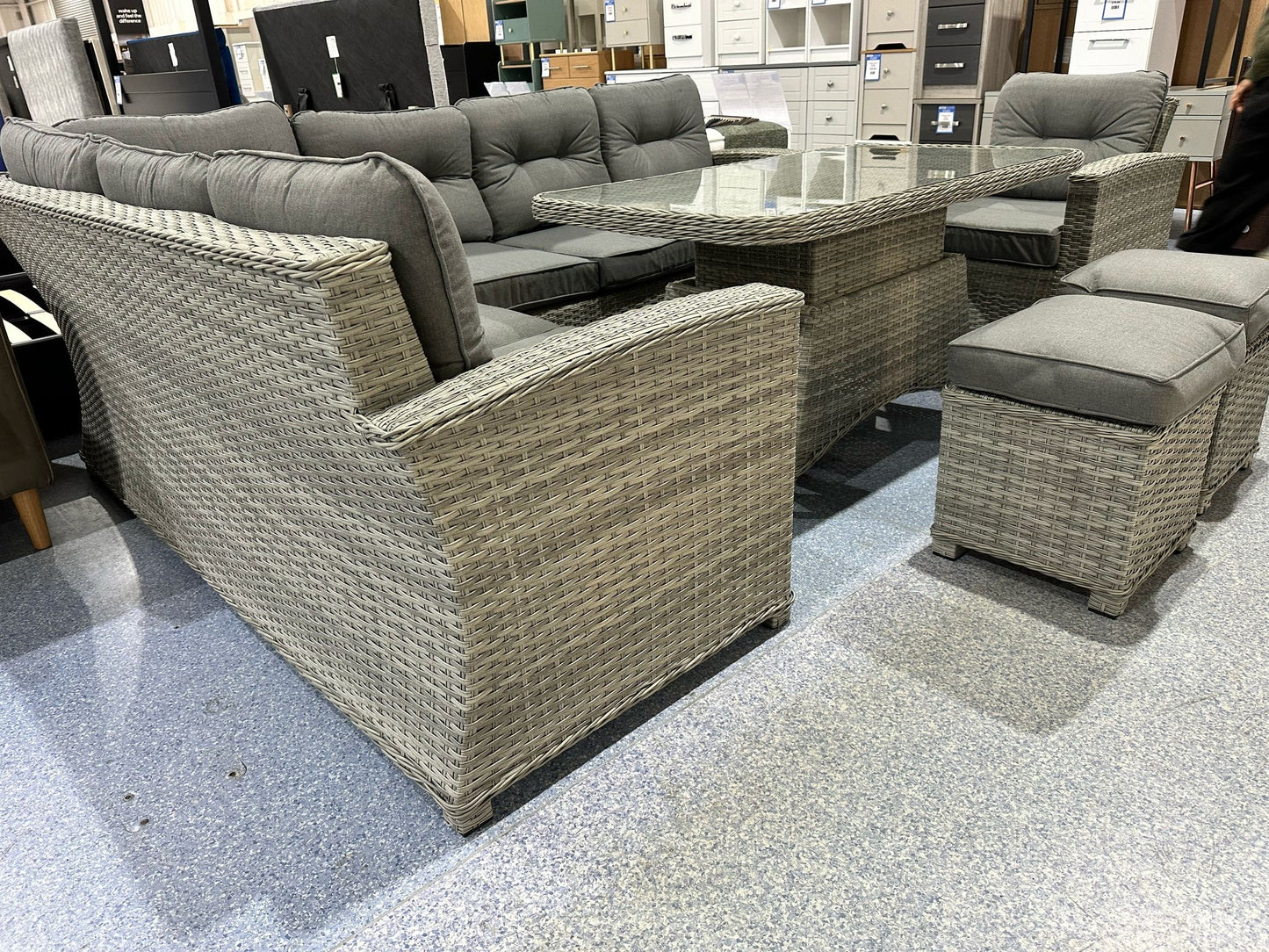 Corfu Light Grey Corner Rising Table Set