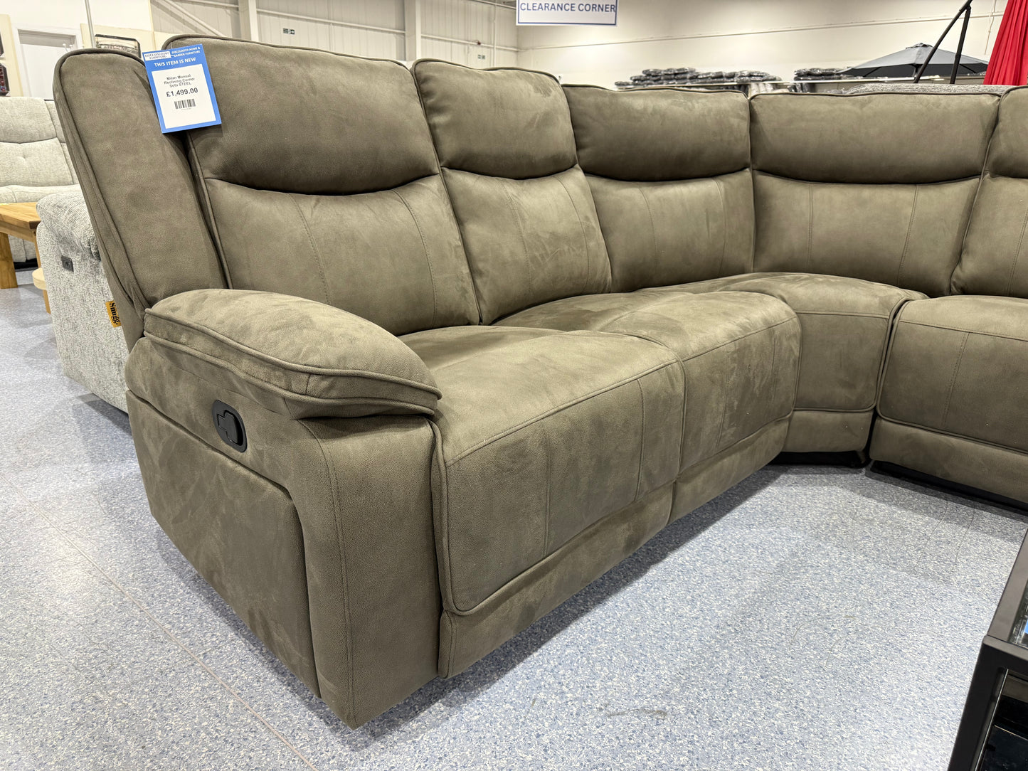 Milan Manual Reclining Corner Sofa STEEL