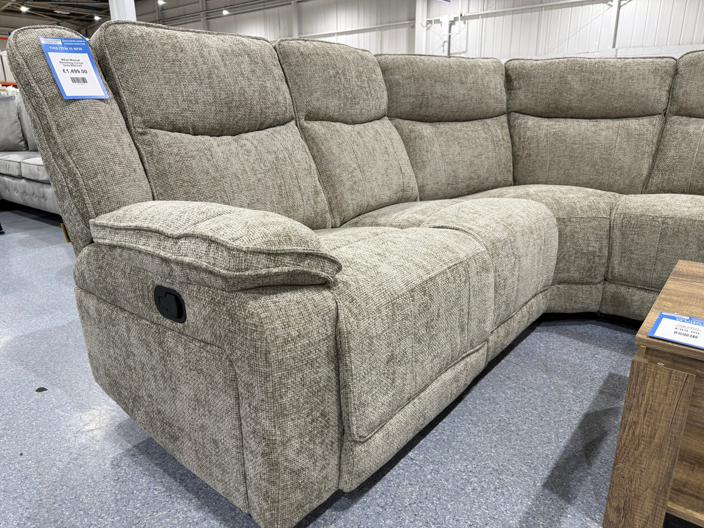 Milan Manual Reclining Corner Sofa BISCUIT
