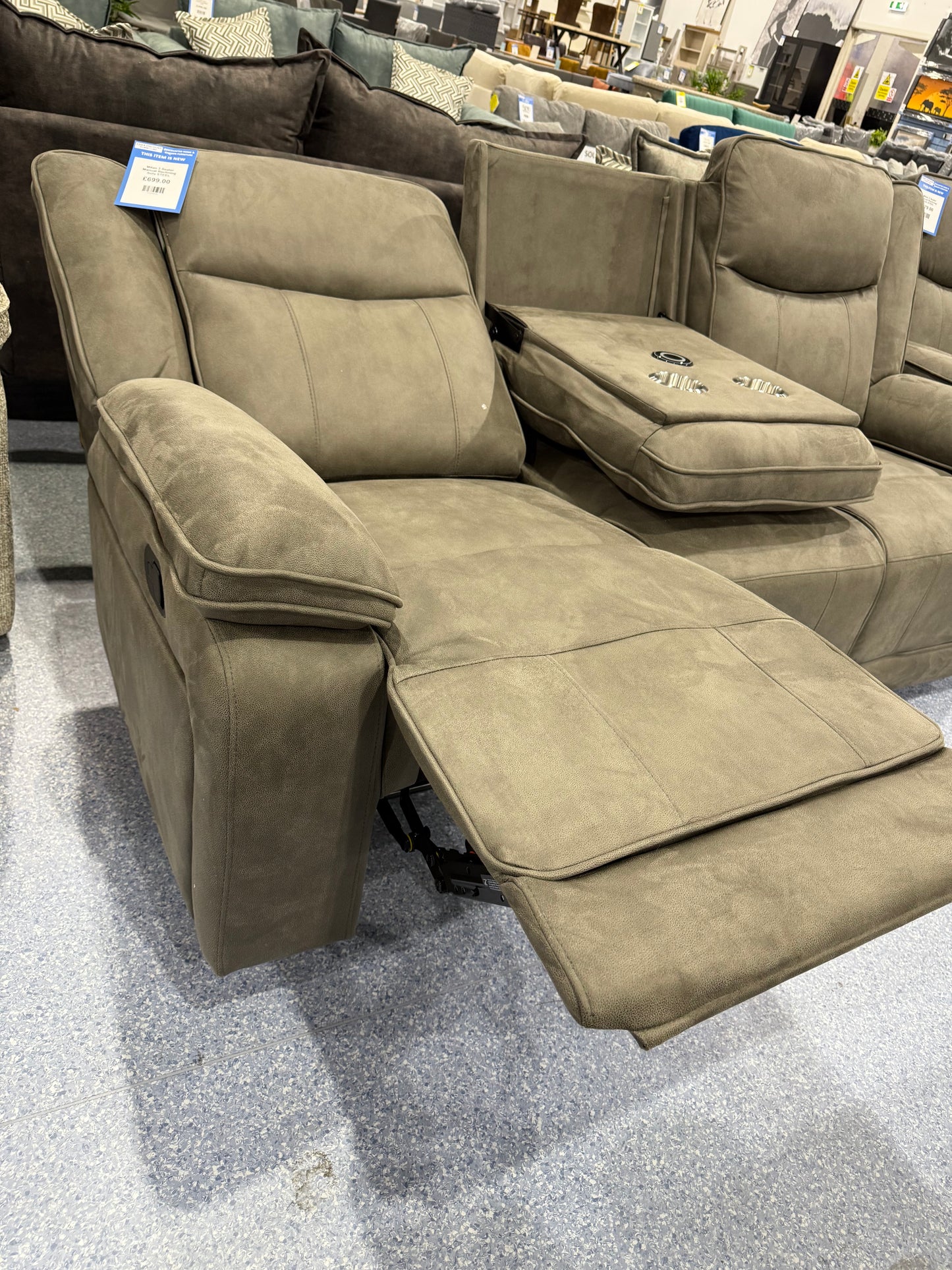 Milan 3 Seater Manual Reclining Sofa STEEL
