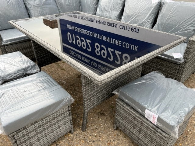EDF Light Mixed Grey Rattan Large Corner Dining Set