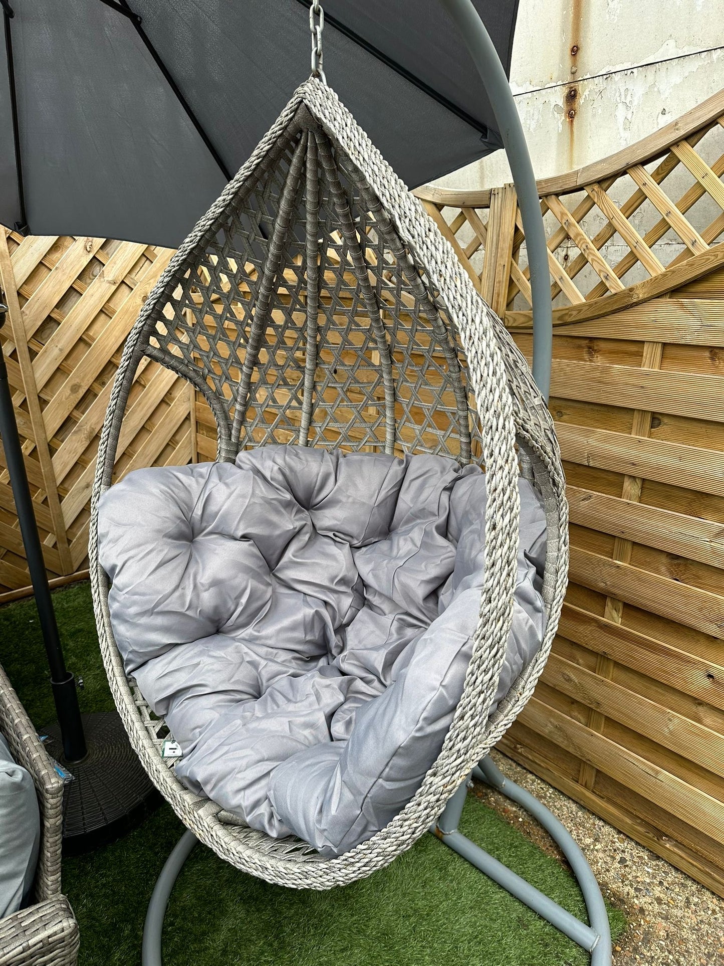 Garden Furniture Bundle 1 Rattan Corner Set, Egg Chair, Parasol & Base