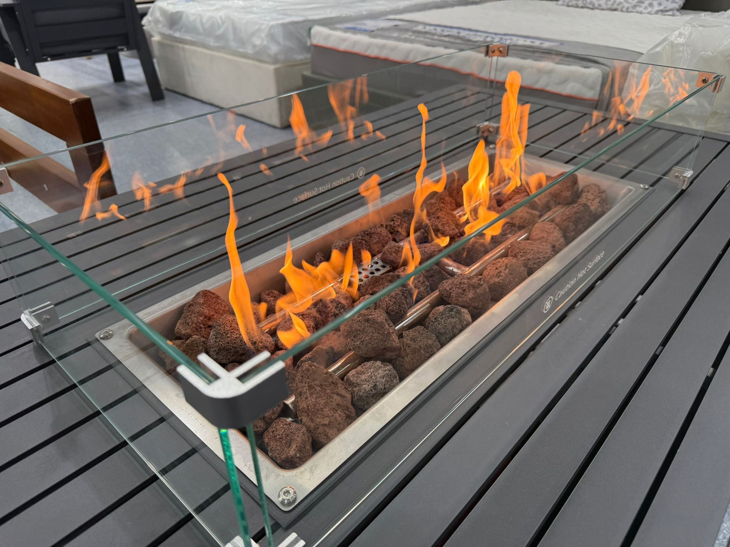 Grey Aluminium Rising Fire Pit Table