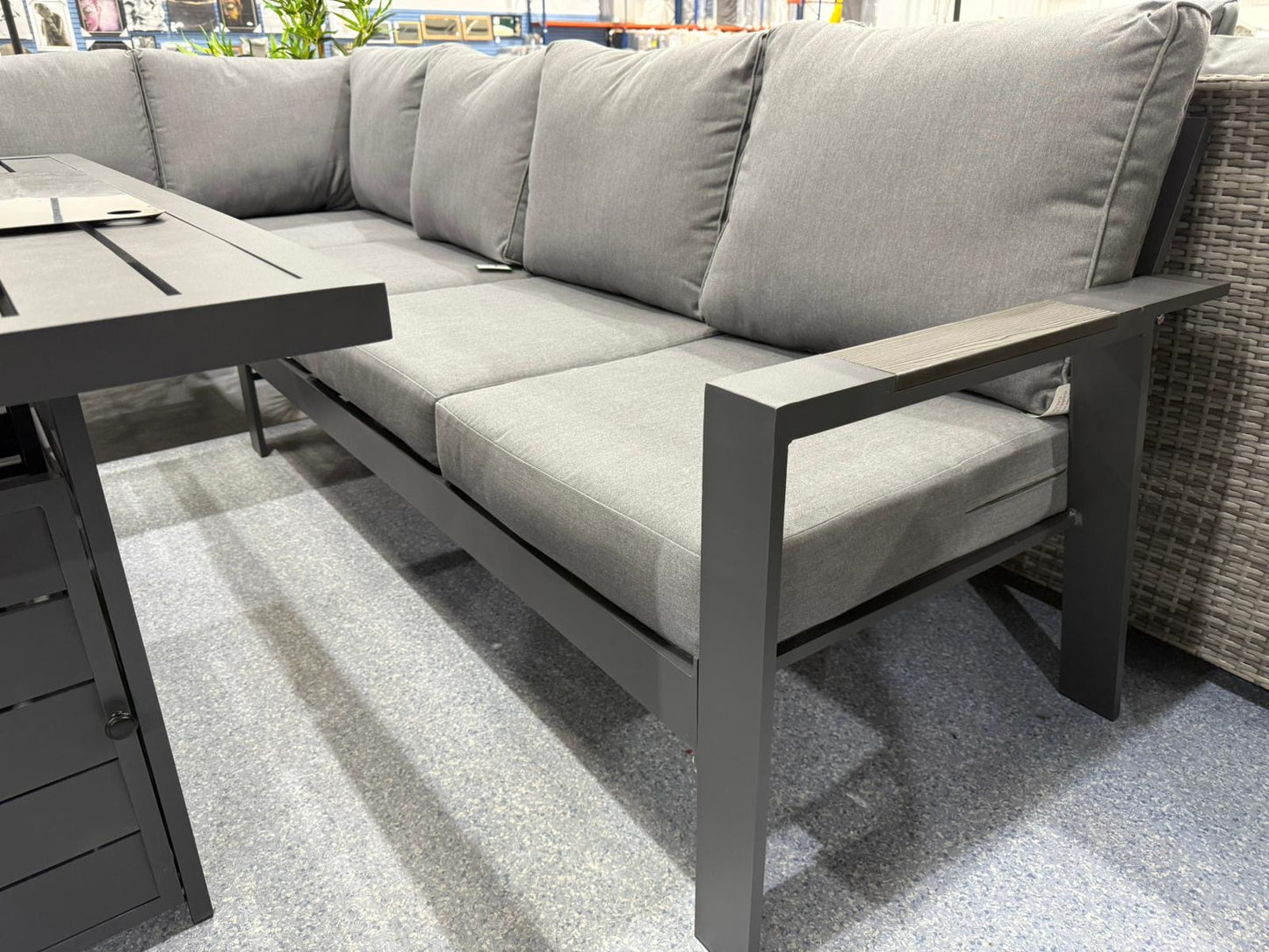 Vegas Grey Aluminium Fire Pit Table Set V2
