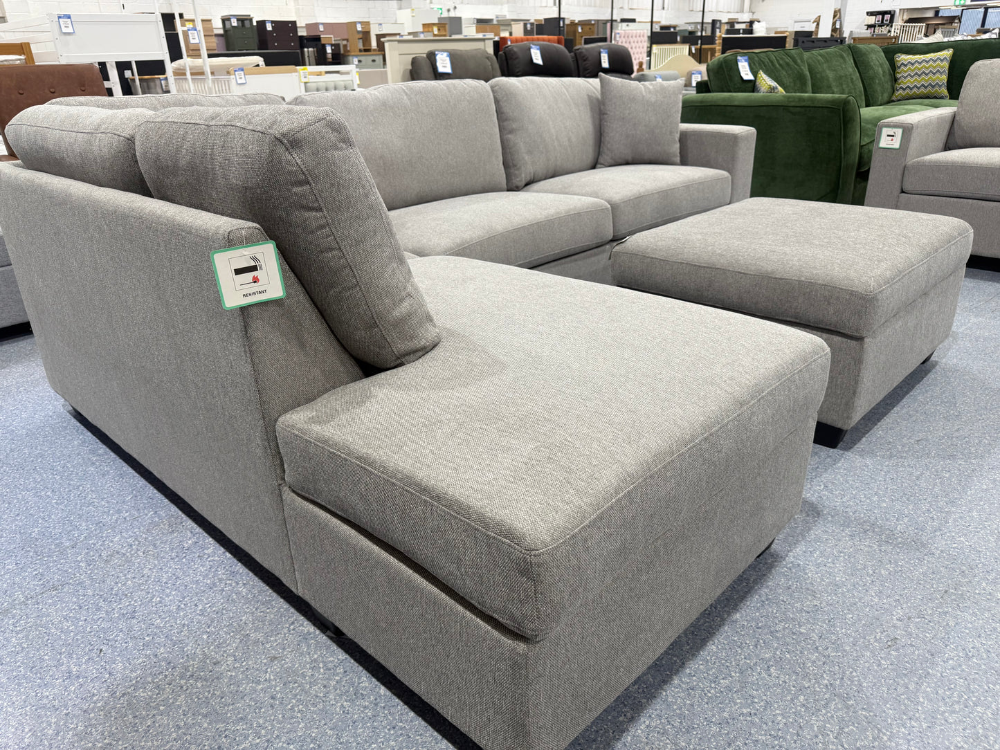 Nimbus Grey Corner Sofa & Footstool