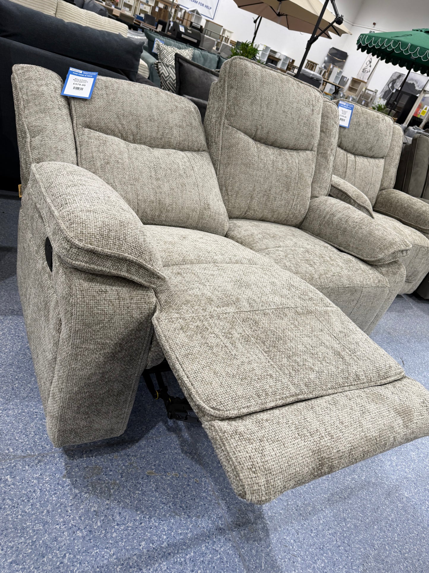 Milan 2 Seater Manual Reclining Sofa BISCUIT
