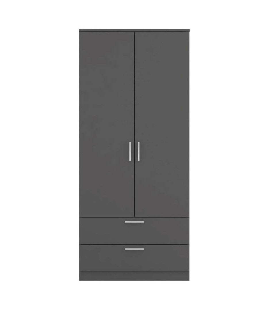 FP Grey 2 Door 2 Drawer Wardrobe