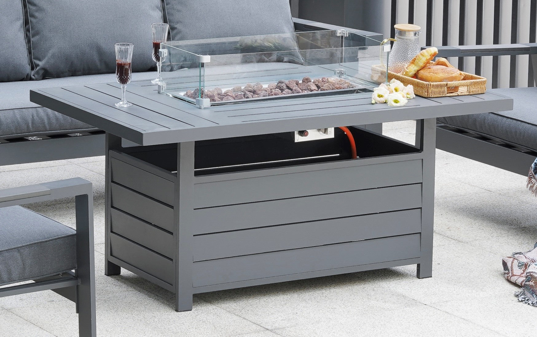 Grey Aluminium Fire Pit Table Essex Discount Furniture
