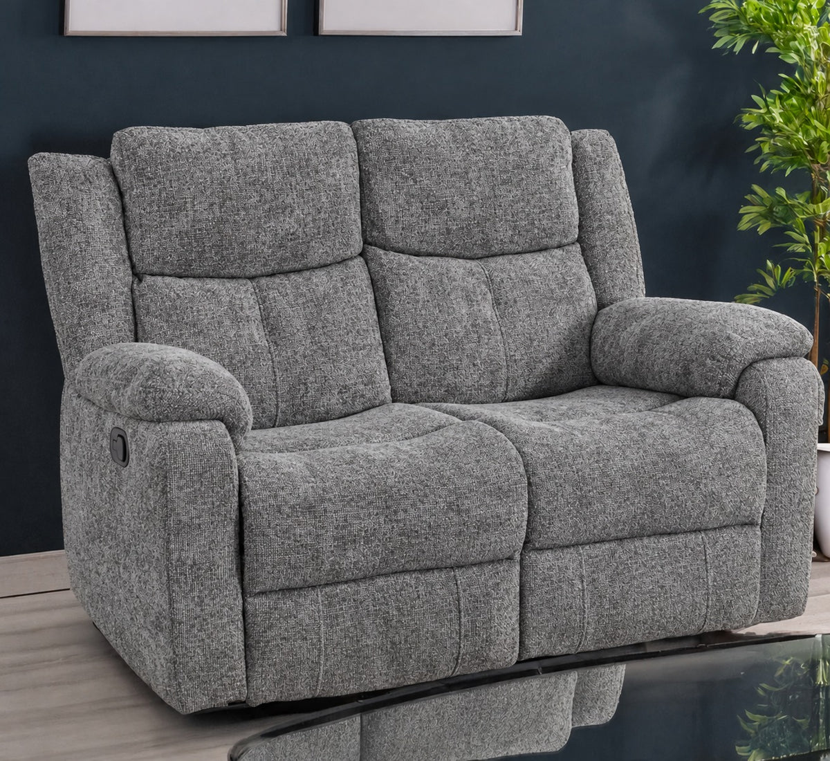 Florence Manual Reclining 2 Seater Sofa NICKEL
