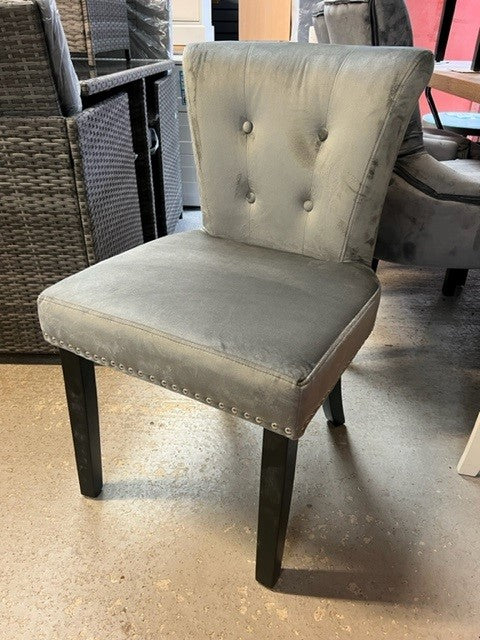 Pair Plush Grey Velvet Dining Chairs