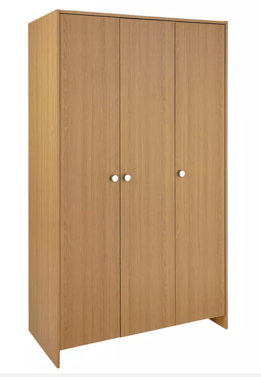 Seville 3 Door Oak Effect Wardrobe