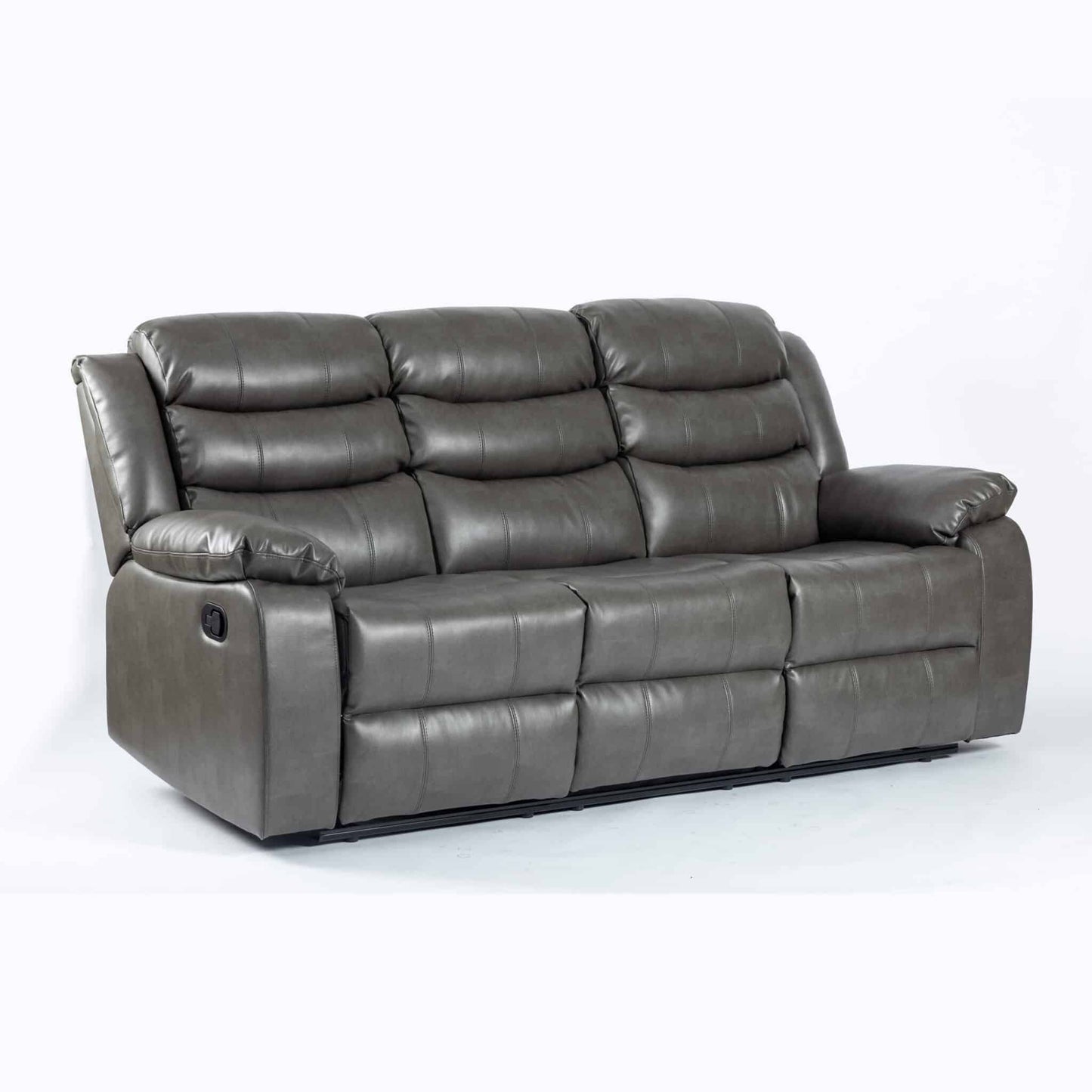 Aire Grey Leather 3 Seater Recliner