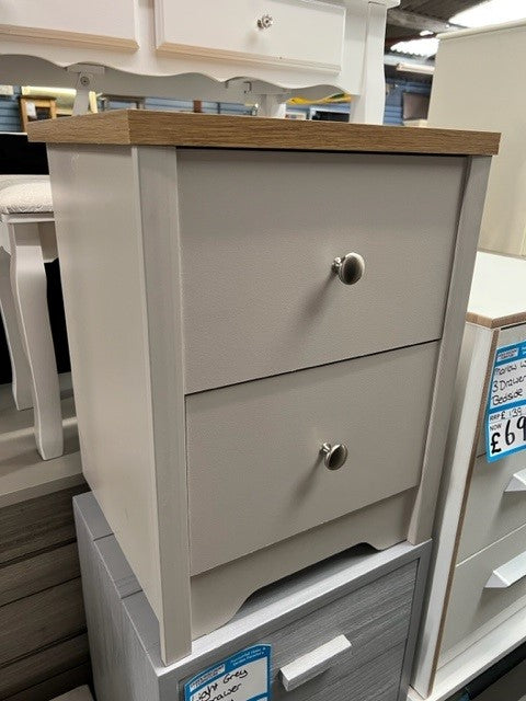 Bedford Grey 2 Drawer Bedside