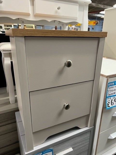 Bedford Grey 2 Drawer Bedside