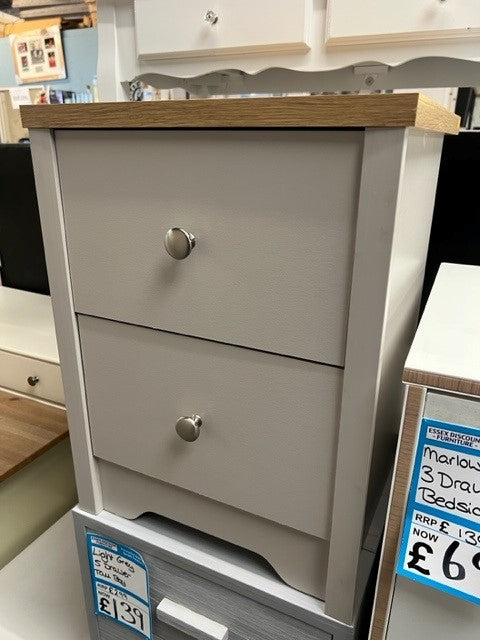 Bedford Grey 2 Drawer Bedside
