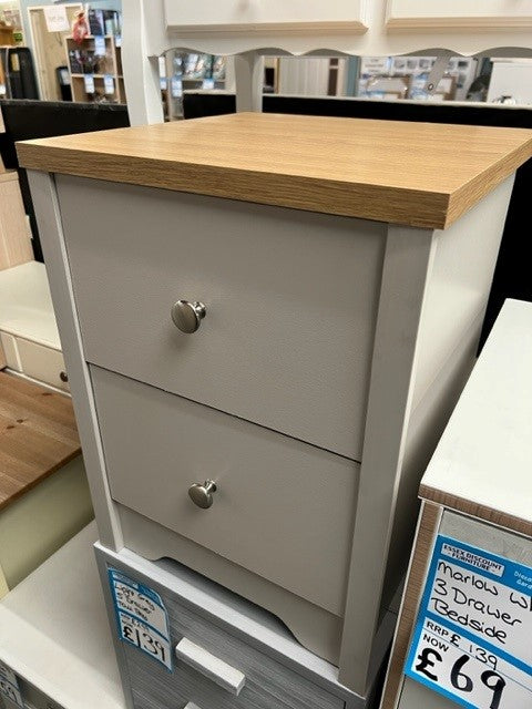 Bedford Grey 2 Drawer Bedside