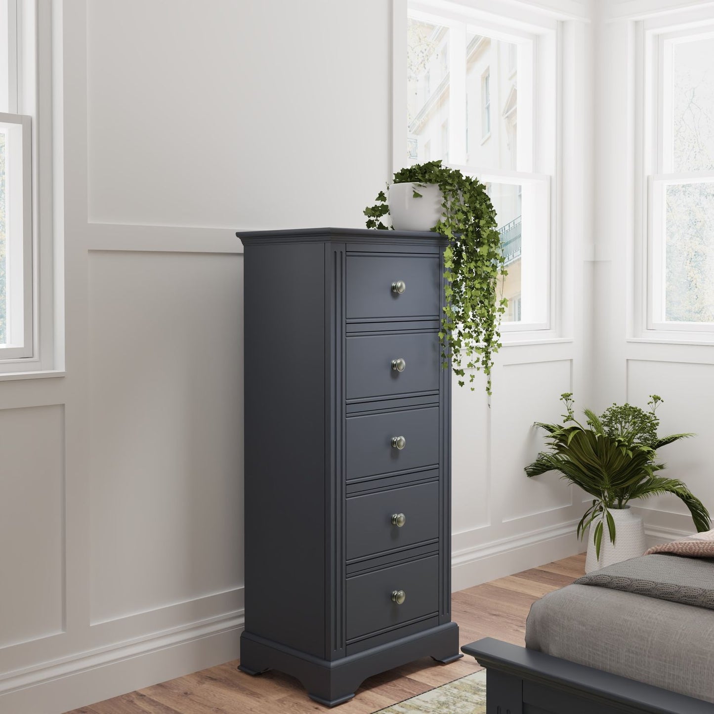 BP 5 Drawer Narrow Chest Midnight Grey