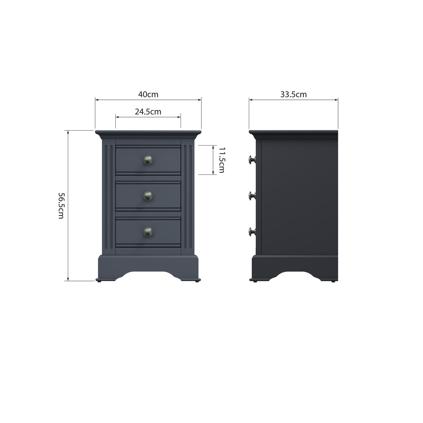 BP Large Bedside Cabinet Midnight Grey