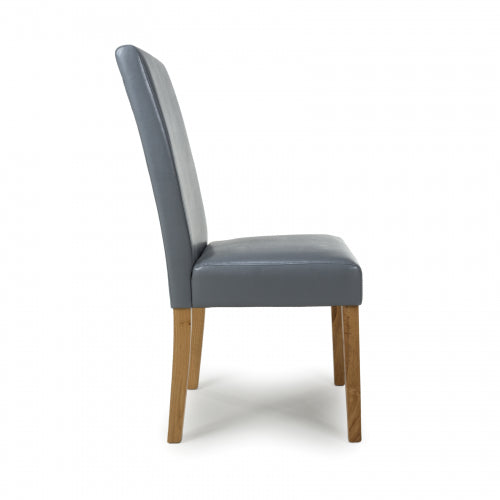 Pair Of Buckley Grey Leather Dining Chair
