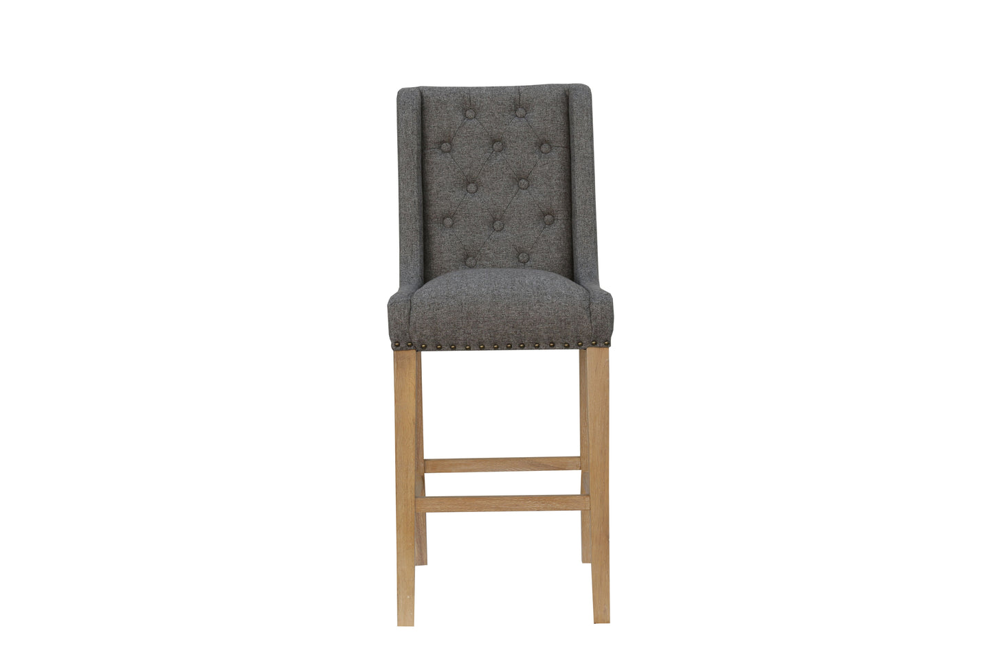 Dark Grey Buttoned Back Bar Stool