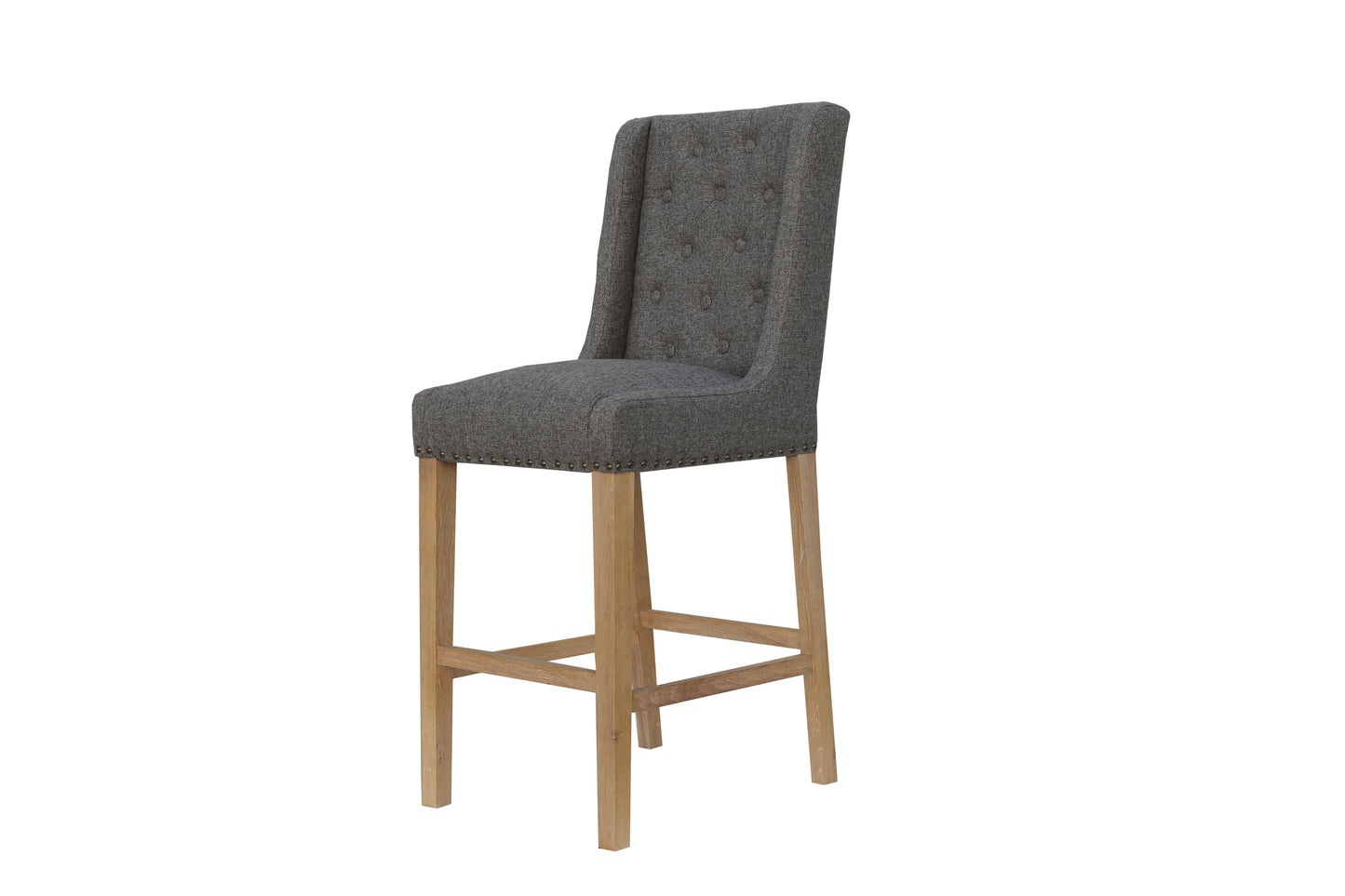 Dark Grey Buttoned Back Bar Stool