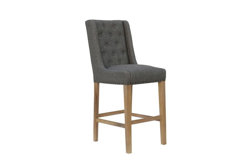 Dark Grey Buttoned Back Bar Stool