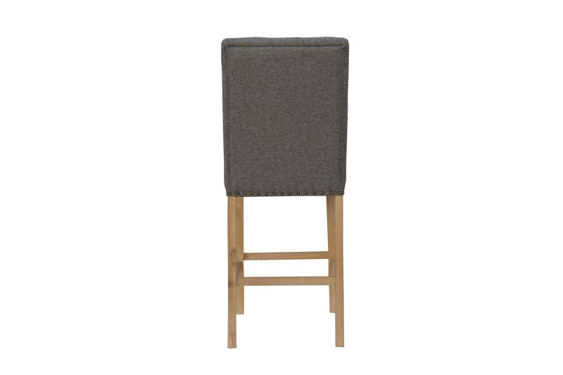 Dark Grey Buttoned Back Bar Stool