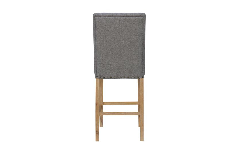 Light Grey Buttoned Back Bar Stool