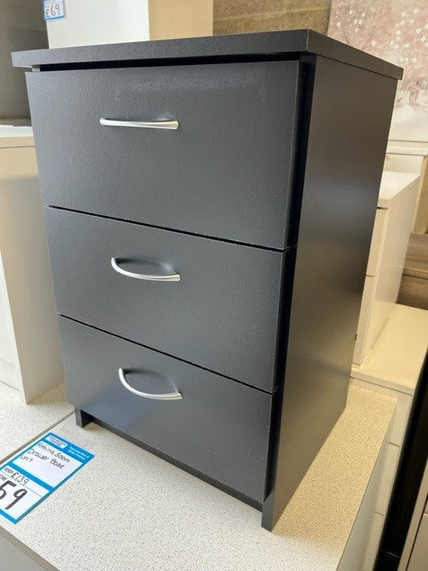 Cheval Black 3 Drawer Bedside