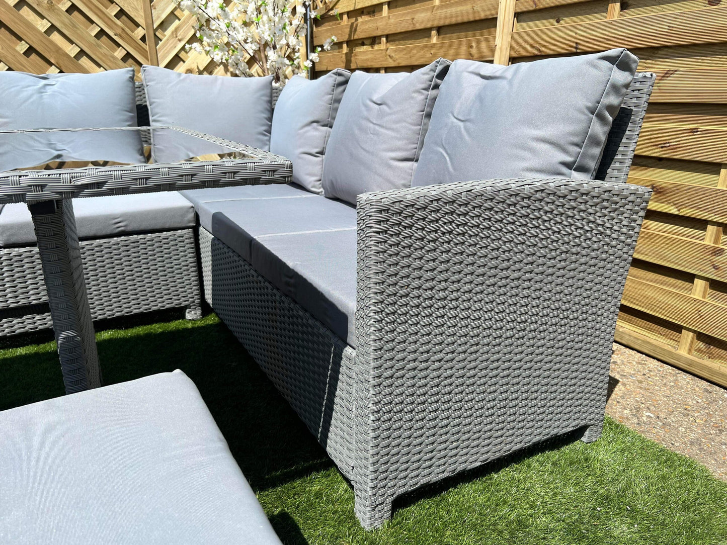 EDF Light Grey Large Corner Dining Set With Bench And Stool