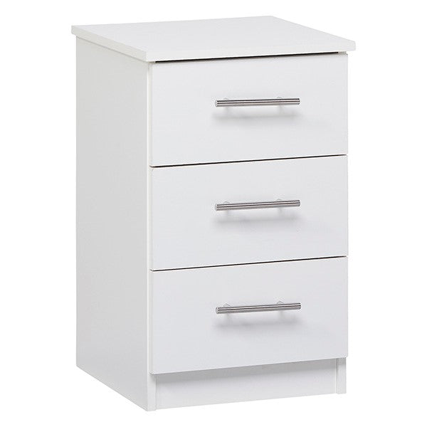 Elemental White 3 Drawer Bedside