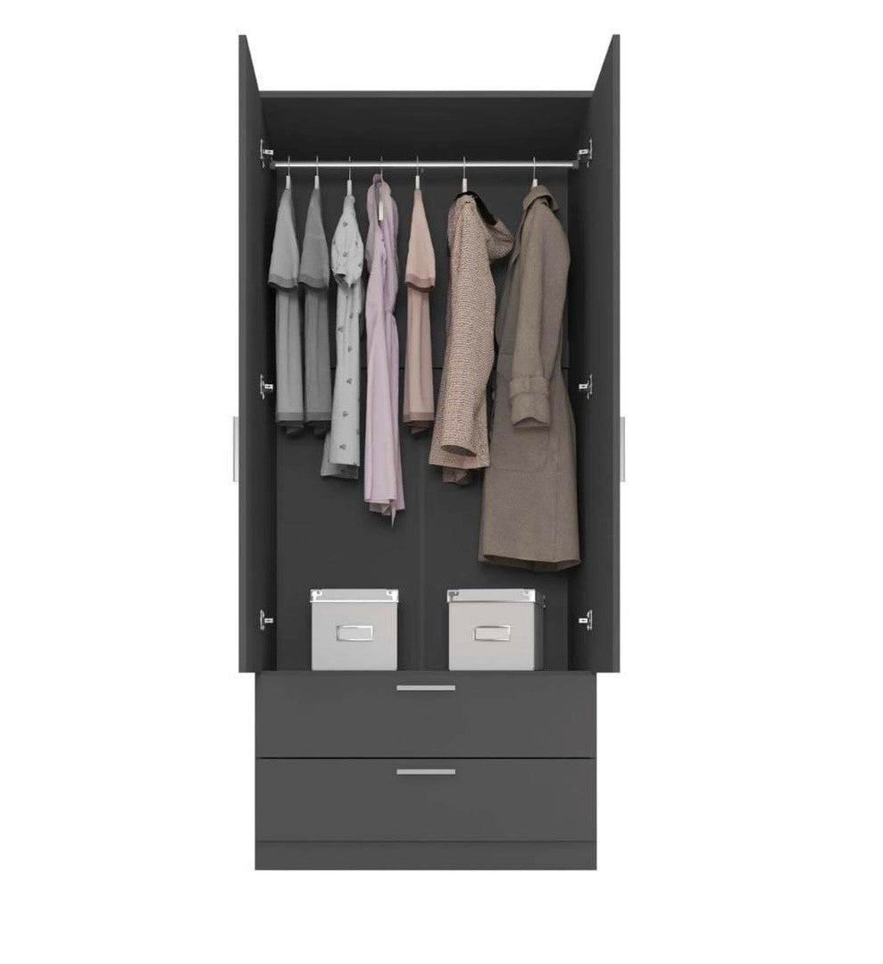 FP Grey 2 Door 2 Drawer Wardrobe