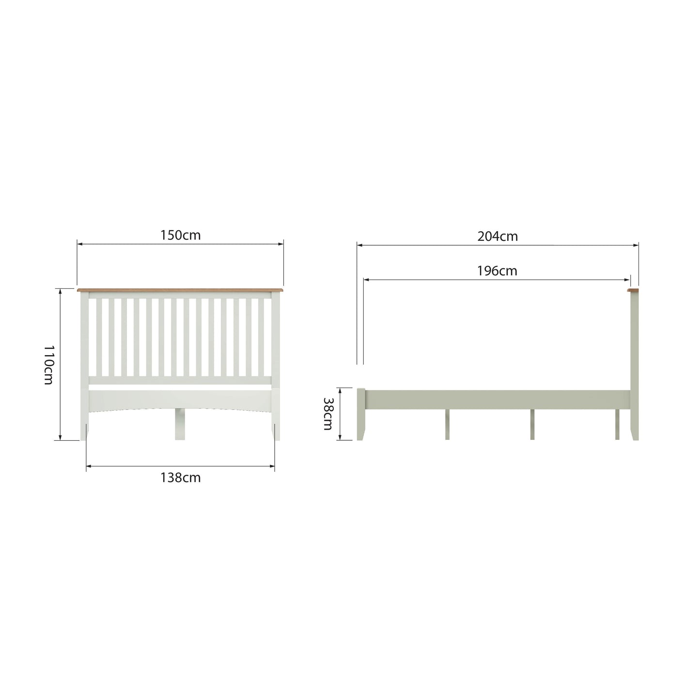 GA White Wooden Bed Frame