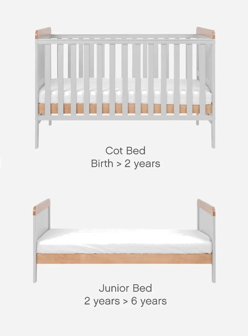Rio Grey And Oak Cot Bed With Changer