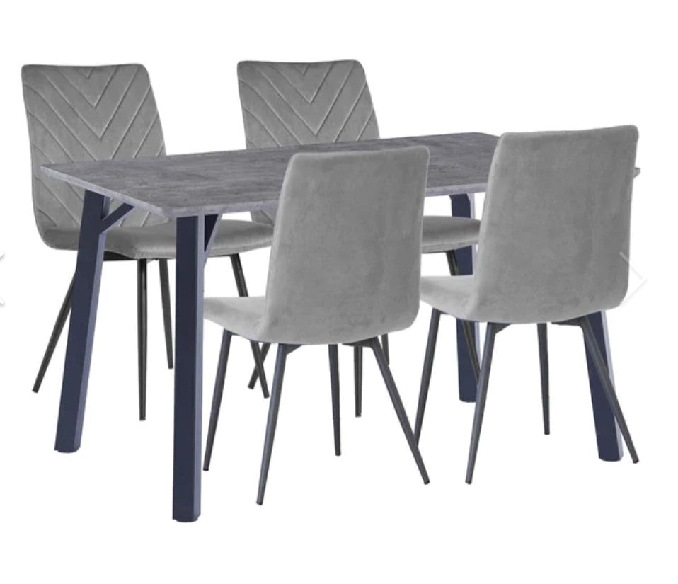 BE Grey Concrete Effect Table With 4 Chairs