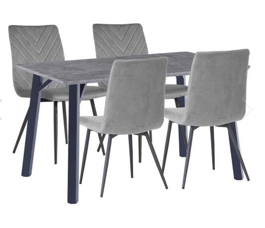 BE Grey Concrete Effect Table With 4 Chairs