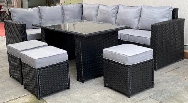Set LCD60 – Black Rattan Large Corner Dining Set