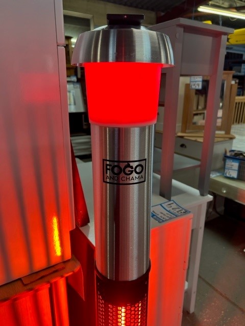 Fogo & Chama Electric Outdoor Patio Heater With LED Light And Bluetooth Speaker