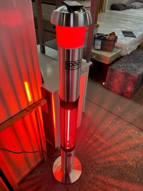 Fogo & Chama Electric Outdoor Patio Heater With LED Light And Bluetooth Speaker