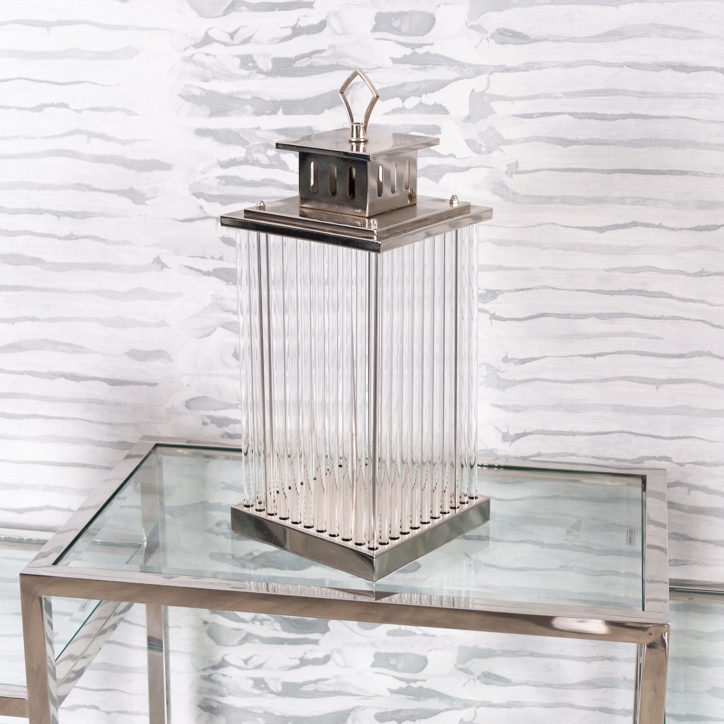 Nickel Plated & Glass Lantern