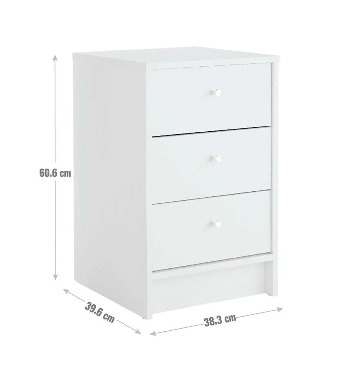 Malibu 3 Drawer Bedside