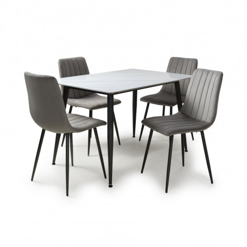 Monaco 1.2m Dining Table With 4 Lisbon Dining Chairs