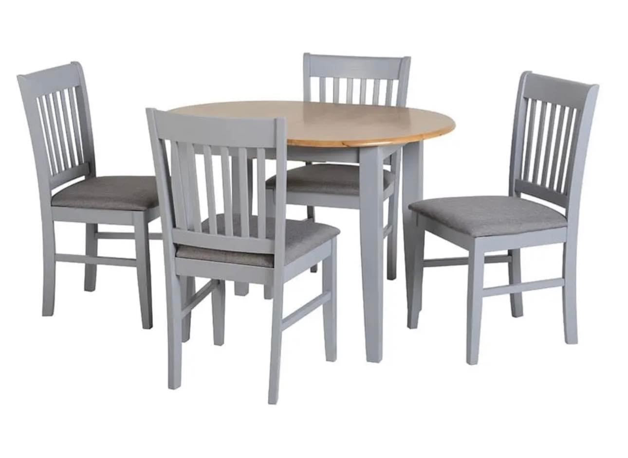Oxford Grey & Oak Extending Dining Table & 4 Chairs Set