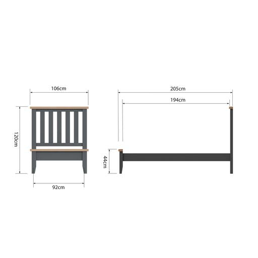 TT Charcoal Wooden Bed Frame