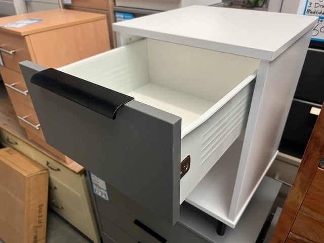 White & Grey 1 Drawer Bedside