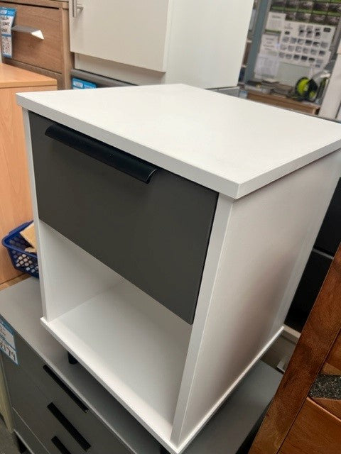 White & Grey 1 Drawer Bedside