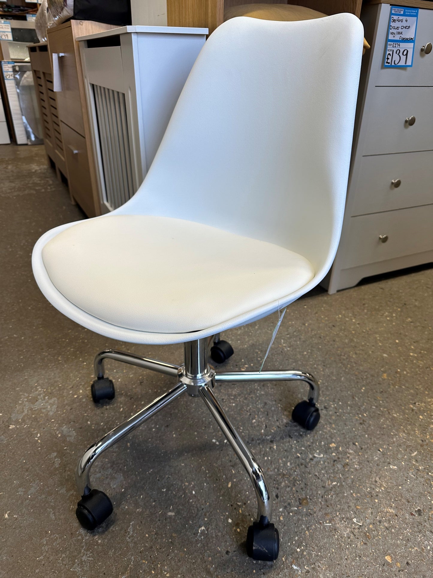 White Padded Swivel Chair