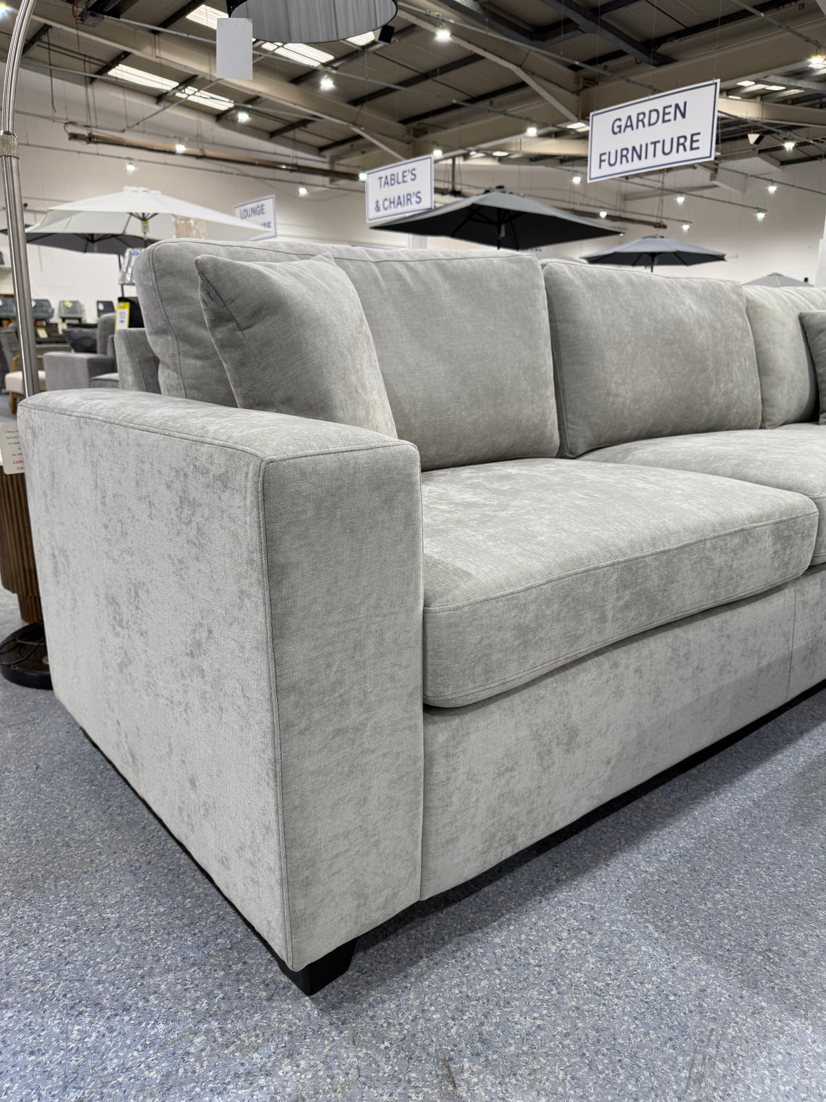 Nimbus Light Grey Corner Sofa & Footstool